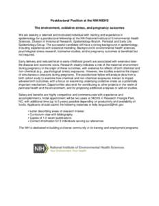 Environmental social science / Public health / Health sciences / Stress / National Institute of Environmental Health Sciences / Epidemiology / Environmental health / David A. Savitz