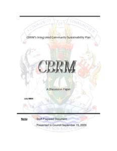 CBRM’s Integrated Community Sustainability Plan  A Discussion Paper July MMIX  Note: