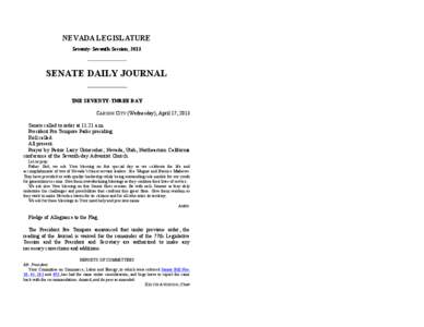 77th[removed]Session Journal - (Wednesday), April 17, [removed]SENATE DAILY JOURNAL		THE SEVENTY-THREE DAY