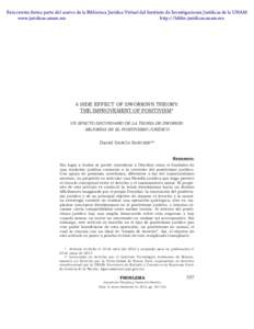 Esta revista forma parte del acervo de la Biblioteca Jurídica Virtual del Instituto de Investigaciones Jurídicas de la UNAM www.juridicas.unam.mx http://biblio.juridicas.unam.mx A SIDE EFFECT OF DWORKIN’S THEORY: THE