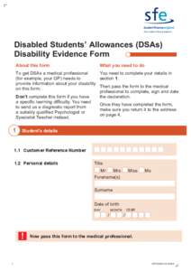SFE DSA Disability Evidence Form_1516_M_v3.2.indd