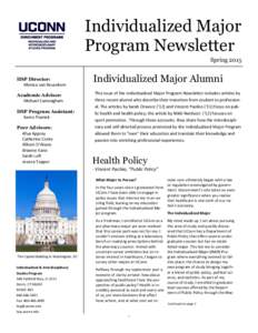 Individualized Major Program Newsletter Spring 2015 IISP Director: Monica van Beusekom Academic Advisor: