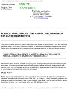 HORTICULTURAL PERLITE - THE NATURAL GROWING MEDIA FOR OUTDOOR GARDENING