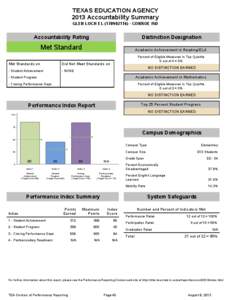 TEXAS EDUCATION AGENCY 2013 Accountability Summary GLEN LOCH EL[removed]CONROE ISD