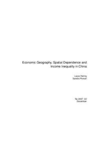 Economic Geography, Spatial Dependence and Income Inequality in China Laura Hering Sandra Poncet  No[removed]