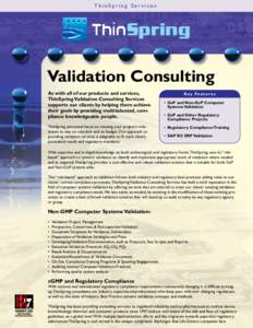 ThinSpring Services  Validation Consulting As with all of our products and services, ThinSpring Validation Consulting Services supports our clients by helping them achieve