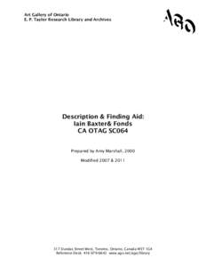 Description & Finding Aid: Iain Baxter Fonds CA OTAG SC064