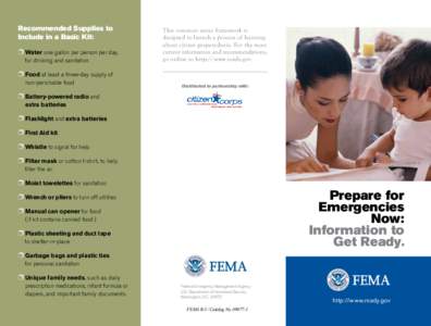 Prepare for Emergencies Now: Information to Get Ready.