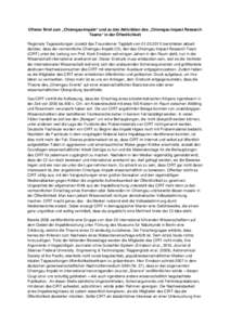 Offener Brief zum „Chiemgau-Impakt“ und zu den Aktivitäten des „Chiemgau Impact Research Teams“ in der Öffentlichkeit Regionale Tageszeitungen (zuletzt das Traunsteiner Tagblatt vom[removed]berichteten aktu