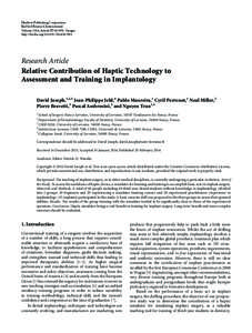 Relative Contribution of Haptic Technology to Assessment and Training in Implantology