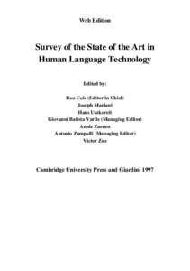 Web Edition  Survey of the State of the Art in