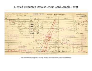 Denied Freedmen Dawes Census Card Sample