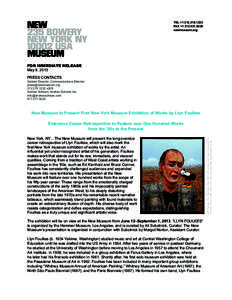 TEL +[removed]FAX +[removed]newmuseum.org FOR IMMEDIATE RELEASE May 9, 2013