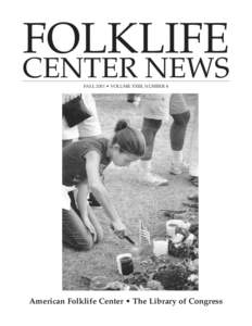 Folklife Center News - Fall[removed]Volume XXIII, Number 4