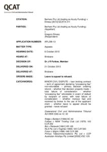 CITATION:  Berhero Pty Ltd (trading as Acuity Funding) v Dinsey[removed]QCATA 311  PARTIES: