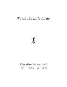 Watch the little birdy.  Kàn xiăoniăo zài zhèlĭ. 看 小鸟 在 这里  Mandarin-English XL, Lesson 16