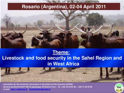 Rosario (Argentina), 02-04 AprilTheme: Livestock and food security in the Sahel Region and in West Africa
