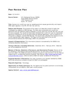 Peer Review Plan Date: [removed]Source Center: U.S. Geological Survey (USGS) Texas Water Science Center