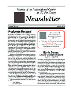 Friends of the International Center, at UC San Diego Newsletter  Volume XL, No. 5