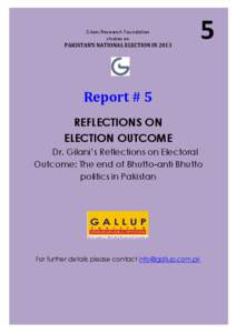 Gilani Research Foundation studies on PAKISTAN’S NATIONAL ELECTION IN[removed]