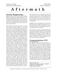 University of Utah Department of Mathematics March 2005 Volume 5, Number 4