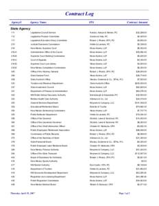 Contract Log Agency# Agency Name  IPA