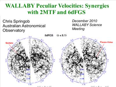WALLABY Peculiar Velocities: Synergies with 2MTF and 6dFGS Chris Springob Australian Astronomical Observatory