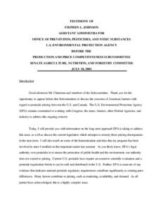 Environmental effects of pesticides / Soil contamination / Environmental health / Agriculture / Pesticide / Federal Insecticide /  Fungicide /  and Rodenticide Act / United States Environmental Protection Agency / Pesticide regulation in the United States / Stephen L. Johnson / Pesticides in the United States / Environment / Pesticides