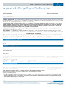 Application for Dredge Disposal Site Exemption