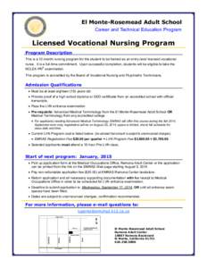 Nursing / Licensed practical nurse / High school / General Educational Development / NCLEX / Rosemead /  California / Education / Health / El Monte Union High School District