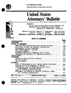 United States Attorney / United States Department of Justice / Edwin Meese / Attorney general / Federal Trade Commission / United States Department of Justice Criminal Division / Michael Elston / Law / Prosecution / Government