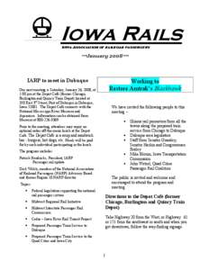 Iowa Rails Iowa Association of railroad passengers ***January IARP to meet in Dubuque