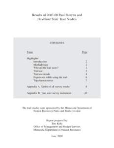 Results of[removed]Paul Bunyan and Heartland State Trail Studies CONTENTS  Topic