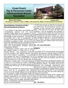 Coast Guard Pay & Personnel Center Advancements Branch Newsletter Winter 2012 Edition January 2012