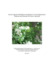 Invasive Species Distributions and Impacts on Tree Regeneration, Piedmont and Mountain Provinces, Maryland Maryland Department of Natural Resources – Forest Service Timothy Culbreth, Chesapeake Watershed Forester Anne 