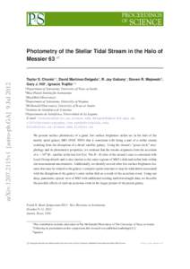 arXiv:1207.2115v1 [astro-ph.GA] 9 Jul[removed]Photometry of the Stellar Tidal Stream in the Halo of Messier 63 ∗†  Taylor S. Chonis‡,a , David Martínez-Delgadob , R. Jay Gabanyc , Steven R. Majewskid ,