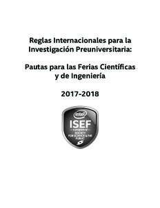 Reglas Internacionales para la Investigación Preuniversitaria: Pautas para las Ferias Científicas y de Ingeniería