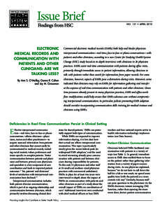 Issue Brief Findings from HSC ELECTRONIC MEDICAL RECORDS AND COMMUNICATION WITH