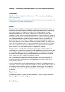 SIMPÓSIO	
  –	
  Teoria	
  linguística	
  e	
  abordagens	
  didáticas	
  na	
  história	
  da	
  gramática	
  portuguesa	
  	
   	
   Coordenadores:	
   Sónia	
  Duarte;	
  Centro	
  de	
  Lin