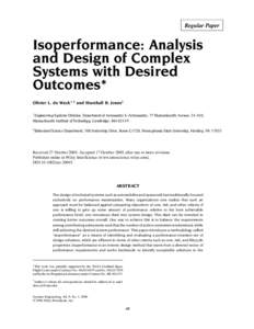 Regular Paper  Isoperformance: Analysis and Design of Complex Systems with Desired Outcomes*