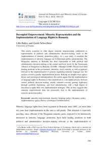 Journal on Ethnopolitics and Minority Issues in Europe Vol 13, No 2, 2014, Copyright © ECMI 2014 This article is located at: http://www.ecmi.de/fileadmin/downloads/publications/JEMIE/2014/Balazs.pdf