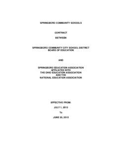 SPRINGBORO COMMUNITY SCHOOLS  CONTRACT BETWEEN  SPRINGBORO COMMUNITY CITY SCHOOL DISTRICT