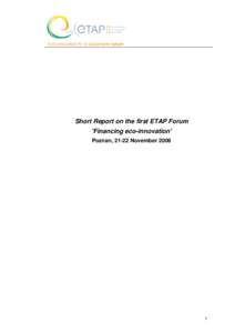 Innovation / Science / Environmental regulation of small and medium enterprises / Eco-cities / Eco-innovation / Environment / Sustainability