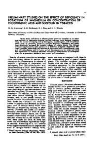 Preliminary Studies on the Effects of Deficiency in Potassium or Magnesium on Concentration of Chlorogenic Acid and Scopolin in Tobacco