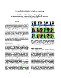 Person Re-identiﬁcation by Salience Matching Rui Zhao Wanli Ouyang Xiaogang Wang Department of Electronic Engineering, the Chinese University of Hong Kong {rzhao, wlouyang, xgwang}@ee.cuhk.edu.hk