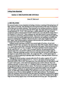 X-Ray Data Booklet Section 4.1 MULTILAYERS AND CRYSTALS James H. Underwood