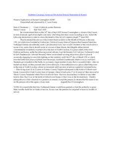 Southern Campaign American Revolution Pension Statements & Rosters Pension Application of Samuel Cunningham R2587 Transcribed and annotated by C. Leon Harris. VA