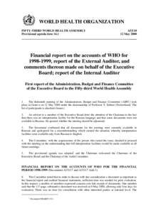 WORLD HEALTH ORGANIZATION FIFTY-THIRD WORLD HEALTH ASSEMBLY Provisional agenda item 14.1 A53[removed]May 2000