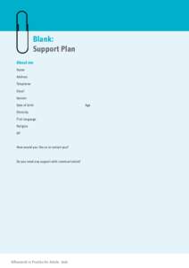 Blank: Support Plan About me Name			 Address			 Telephone