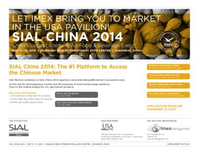 Let Imex Bring You to Market in the USA Pavilion! SIAL CHINA[removed]China’s Largest International Food & Beverage Event